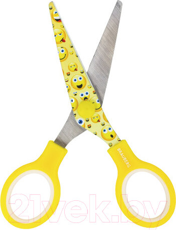 Изображение товара Ножницы канцелярские Brauberg Kid Series Смайлики / 232274 (желтый/белый)