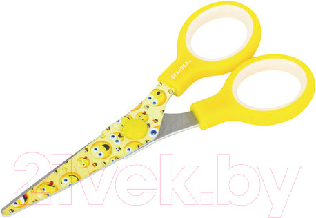 Изображение товара Ножницы канцелярские Brauberg Kid Series Смайлики / 232274 (желтый/белый)