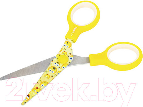 Изображение товара Ножницы канцелярские Brauberg Kid Series Смайлики / 232274 (желтый/белый)