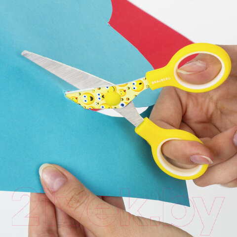 Изображение товара Ножницы канцелярские Brauberg Kid Series Смайлики / 232274 (желтый/белый)