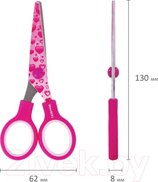 Изображение товара Ножницы канцелярские Brauberg Kid Series Сердечки / 232275 (малиновый)
