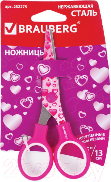 Изображение товара Ножницы канцелярские Brauberg Kid Series Сердечки / 232275 (малиновый)