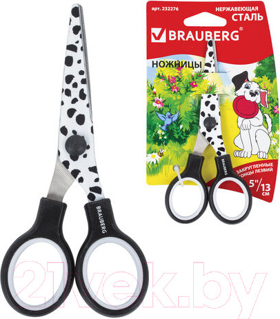 Изображение товара Ножницы канцелярские Brauberg Kid Series Далматин / 232276 (черный/белый)
