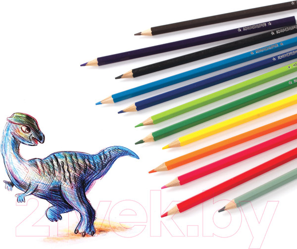 Изображение товара Набор цветных карандашей Юнландия Мир животных / 181383 (12цв)