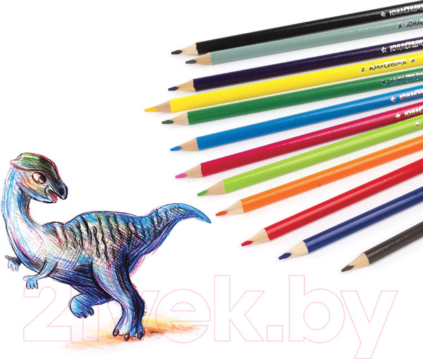 Изображение товара Набор цветных карандашей Юнландия Быстрее всех / 181388 (12цв)