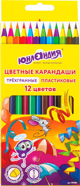 Изображение товара Набор цветных карандашей Юнландия Карнавал / 181684 (12цв)