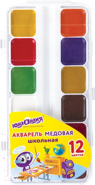 Акварельные краски Юнландия Школьные / 191529 (12цв)