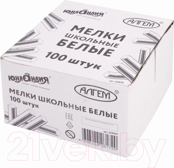 Изображение товара Набор мела канцелярского Юнландия 229070 (100шт)