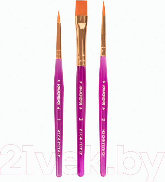 Изображение товара Набор кистей Юнландия Синтетика / 200886 (3шт)