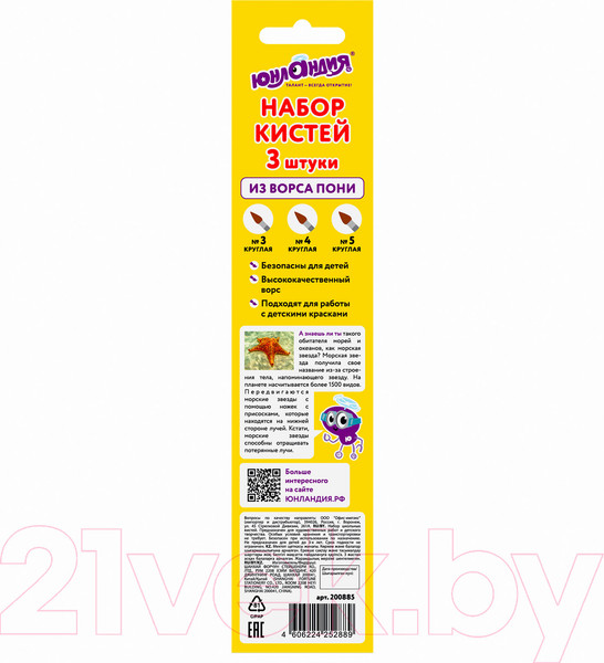 Изображение товара Набор кистей Юнландия Пони / 200885 (3шт)