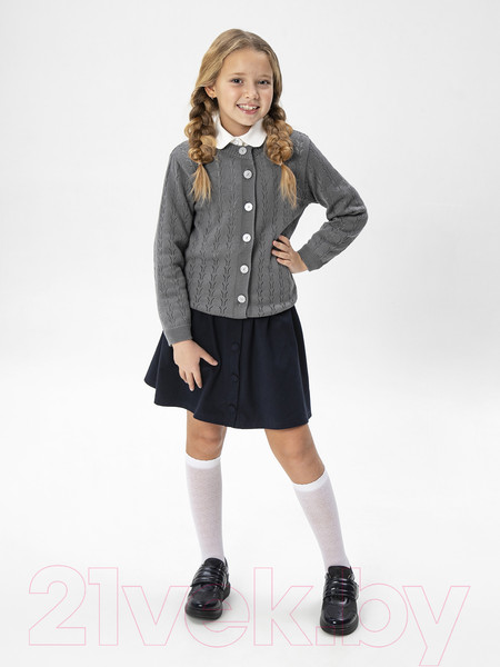 Изображение товара Кофта детская Amarobaby Pure Love School / AB-OD21-PLS2002/11-128 (серый, р. 128)