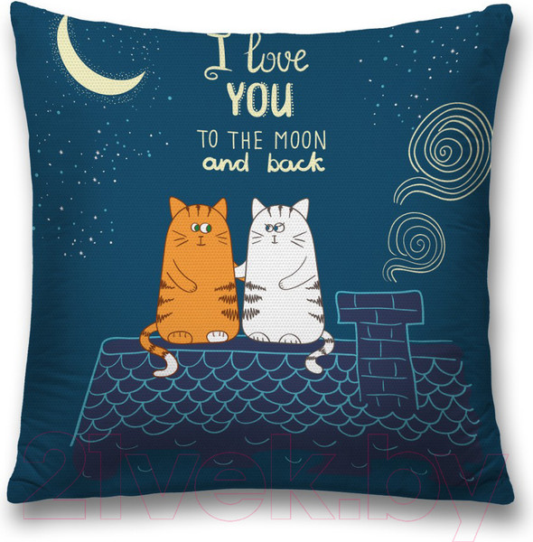 Изображение товара Наволочка декоративная JoyArty Влюбленные коты на крыше / sl_46218