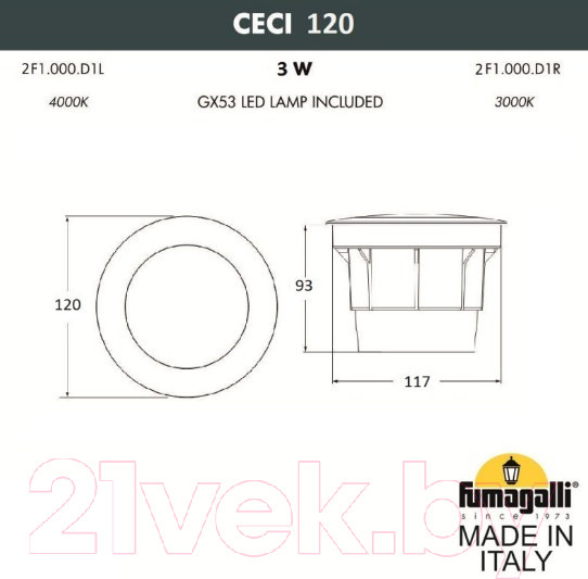 Изображение товара Светильник уличный Fumagalli Ceci 2F1.000.000.AXG1L