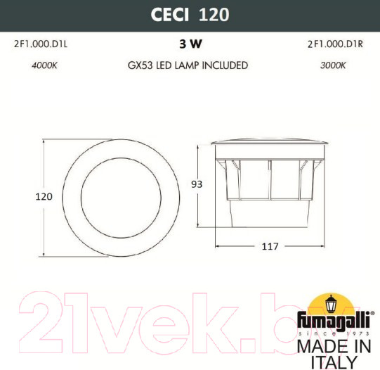 Изображение товара Светильник уличный Fumagalli Ceci 2F1.000.000.LXG1L