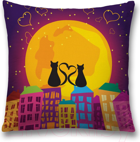 Изображение товара Наволочка декоративная JoyArty Романтические коты / sl_14809
