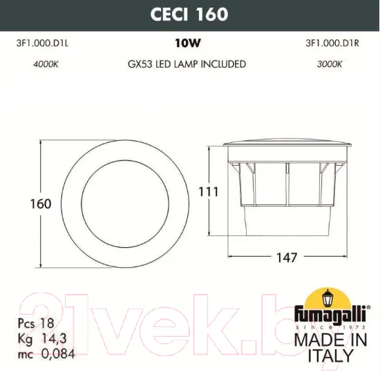 Изображение товара Светильник уличный Fumagalli Ceci 3F1.000.000.AXD1L