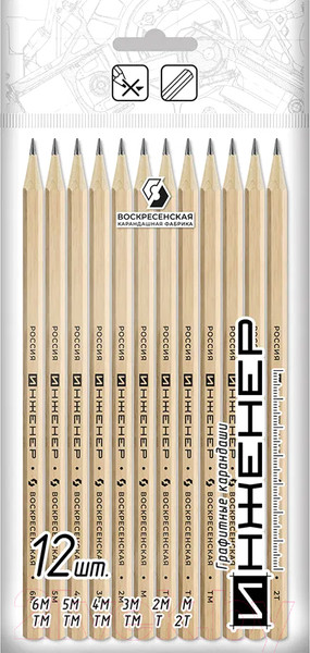 Изображение товара Набор простых карандашей Инженер 12P-1240