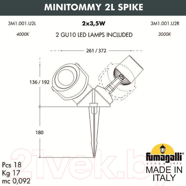 Изображение товара Светильник уличный Fumagalli Minitommy 3M1.001.000.AXU2L