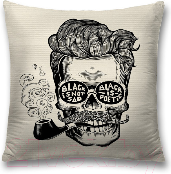 Изображение товара Наволочка декоративная JoyArty Курящий череп с усами / sl_40067