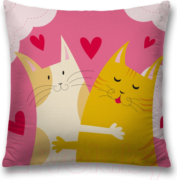 Изображение товара Наволочка декоративная JoyArty Кошачьи обнимашки / sl_91996