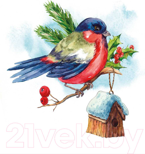 Изображение товара Наволочка декоративная JoyArty Снегирь у кормушки / sl_38409