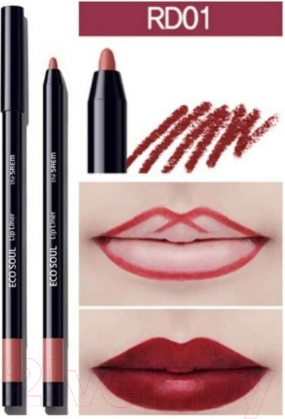 Изображение товара Карандаш для губ The Saem Eco Soul Lip Liner RD01 French Red