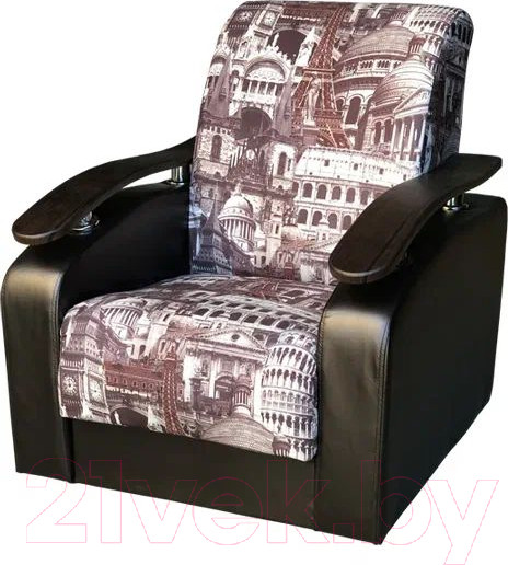 Изображение товара Комплект мягкой мебели Асмана Антуан (подлокотники кожзам коричневый/архитектура шоколад)
