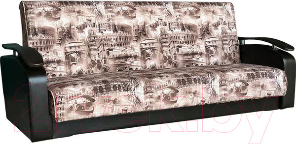 Изображение товара Диван Асмана Антуан (подлокотники кожзам коричневый/архитектура шоколад)