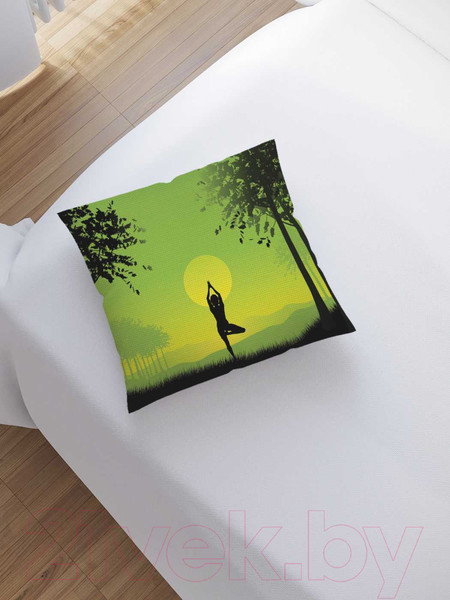 Изображение товара Наволочка декоративная JoyArty Йога на рассвете / sl_14806