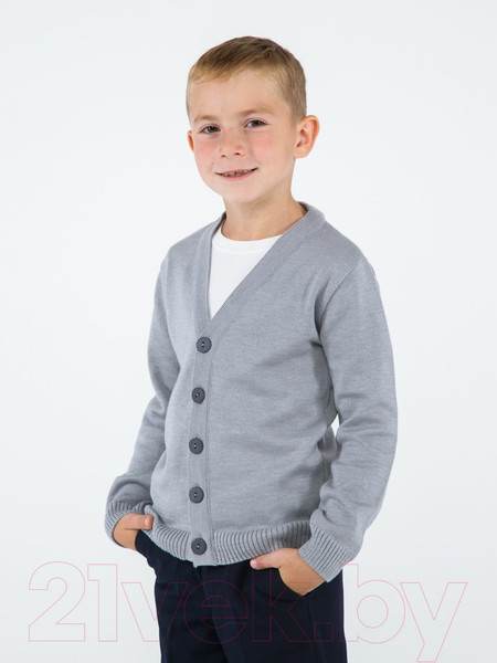 Изображение товара Кардиган детский Amarobaby Pure Love School / AB-OD21-PLS1901/11-128 (серый, р. 128)