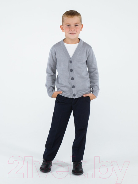 Изображение товара Кардиган детский Amarobaby Pure Love School / AB-OD21-PLS1901/11-128 (серый, р. 128)