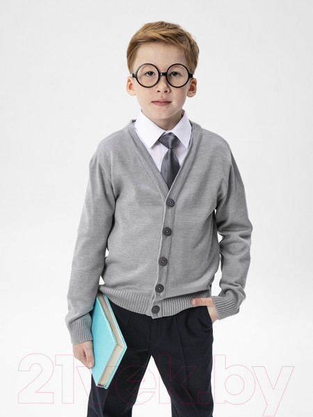 Изображение товара Кардиган детский Amarobaby Pure Love School / AB-OD21-PLS1901/11-128 (серый, р. 128)