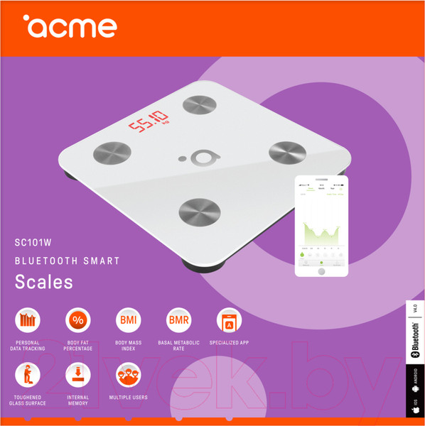 Изображение товара Напольные весы электронные Acme SC101 (белый)