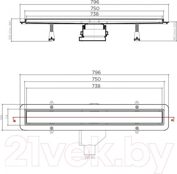 Изображение товара Трап для душа Bettoserb Compact Line 750 / 13702511 (263887)