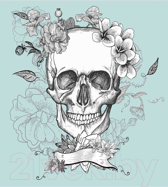 Изображение товара Наволочка декоративная JoyArty Цветущий череп / sl_17697