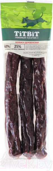 Изображение товара Лакомство для собак TiTBiT Золотая коллекция. Колбаса Деревенская / 18026 (80г)