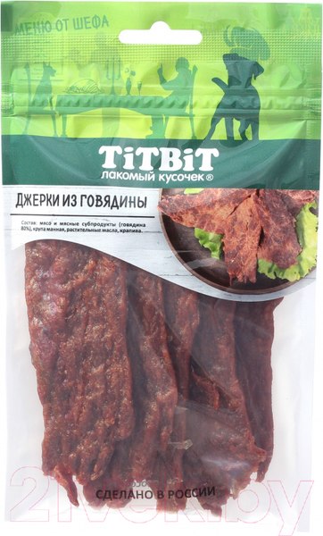 Изображение товара Лакомство для собак TiTBiT Меню от Шефа. Джерки мясные из говядины / 21095 (70г)