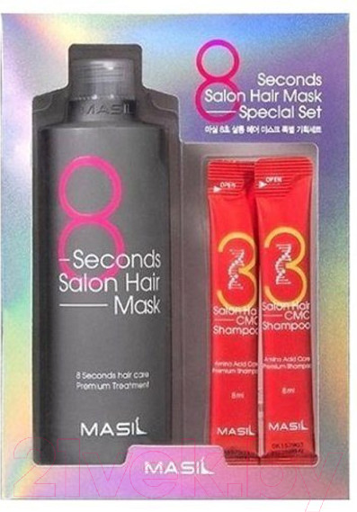 Изображение товара Набор косметики для волос Masil 8seconds Salon Hair Mask Set (350мл+2x8мл)