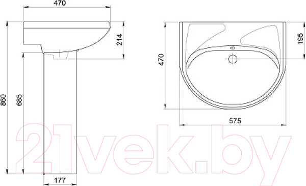 Изображение товара Умывальник Santeri Вест 131118S0011B0 + 136018S0000B0