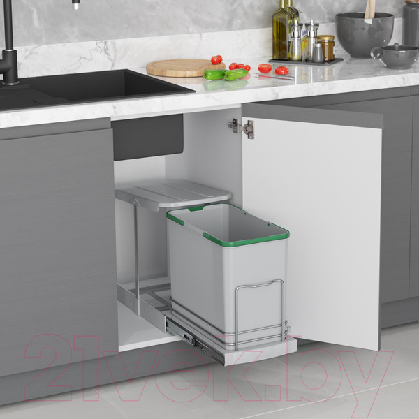 Изображение товара Корзина мусорная выдвижная Starax S-2571-G (24л, серый)