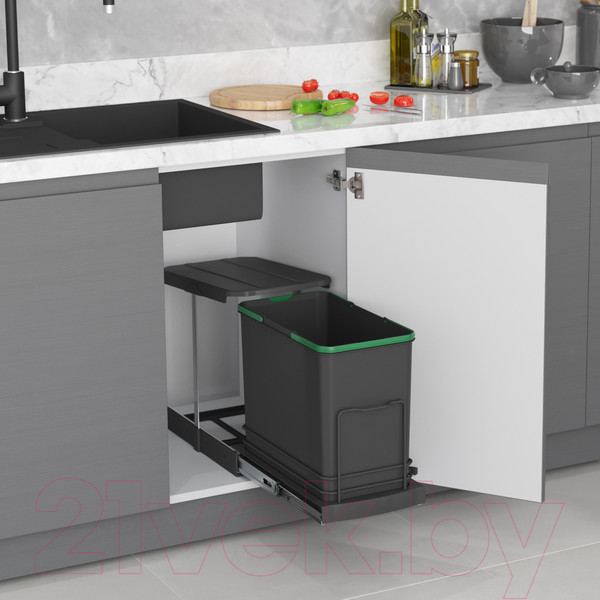 Изображение товара Корзина мусорная выдвижная Starax S-2571-A (24л, антрацит)