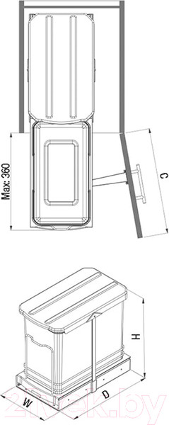Изображение товара Корзина мусорная выдвижная Starax S-2571-A (24л, антрацит)