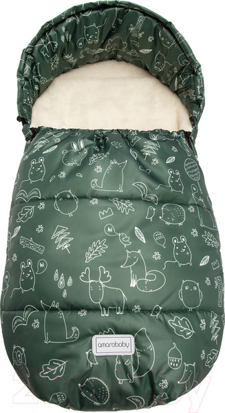 Изображение товара Конверт детский Amarobaby Snowy Baby Зверята / AMARO-6102-ZV (хаки)