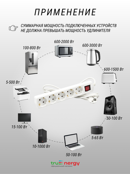 Изображение товара Удлинитель Truenergy ПВС 3x1мм.кв. / 15108 (3м)