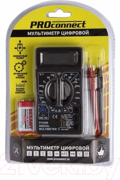 Изображение товара Мультиметр цифровой PROconnect M830B / DT830B (13-3011)