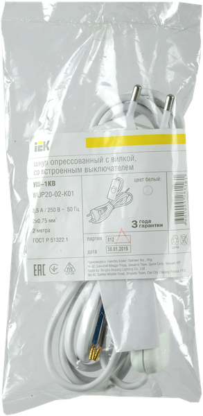 Изображение товара Выключатель для светильника IEK WUP20-02-K01