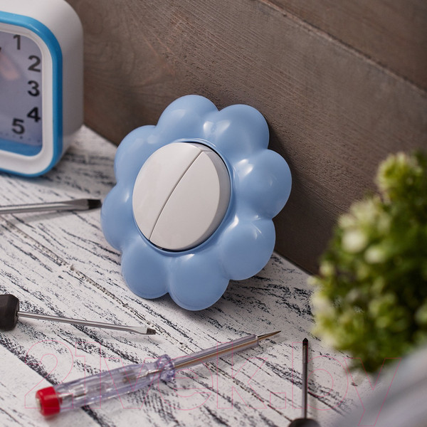 Изображение товара Выключатель Kranz Happy Цветок KR-78-0627 (белый/голубой)