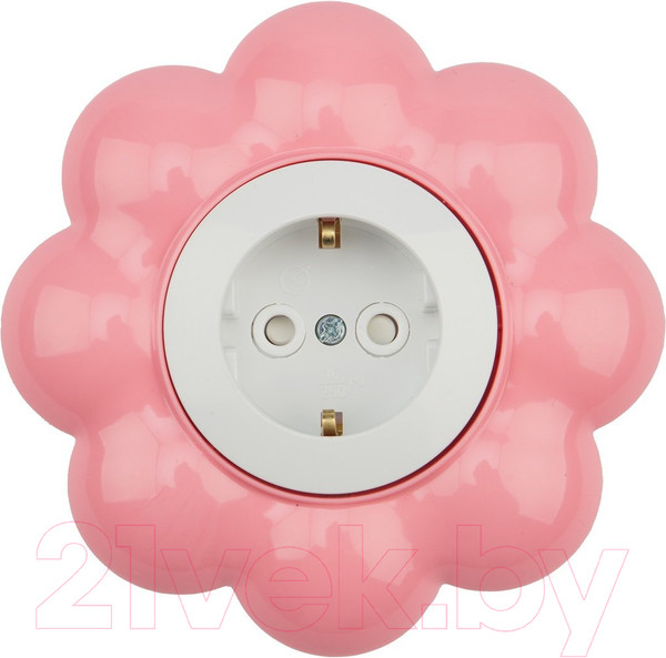 Изображение товара Розетка Kranz Happy Цветок KR-78-0625 (белый/розовый)