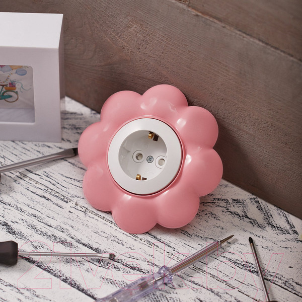 Изображение товара Розетка Kranz Happy Цветок KR-78-0625 (белый/розовый)