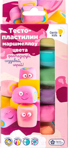 Изображение товара Набор для лепки Genio Kids Тесто-пластилин. Маршмеллоу цвета / TA1089V (6цв)